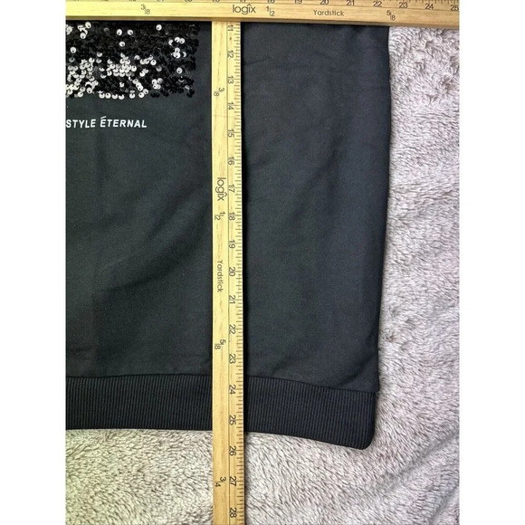 River island Sweatshirt black With Sequins Paris-themed Size S New - Picture 14 of 15